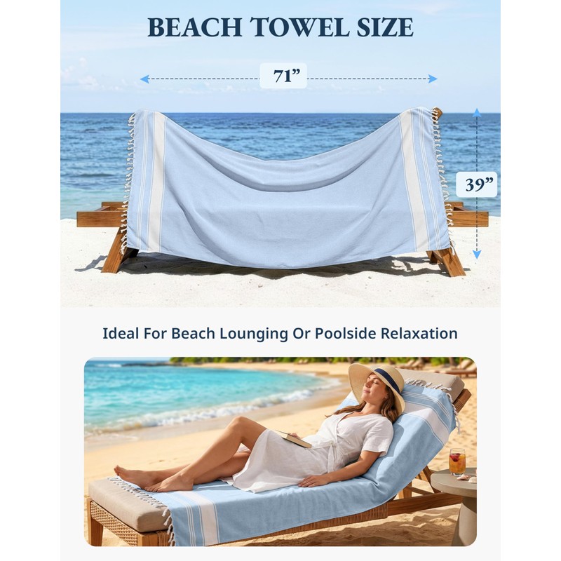 LANE LINEN Beach Towel 4 Pack, Oversized Beach Towels for