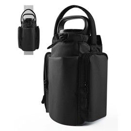 JACZZO Magnetic Gym Bag for Men and Women, Magnetic Water Bottle Holder for Gym 80oz, Small Gym Bag, Gym Gifts for Women and Men (Black)