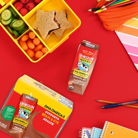 Horizon Organic Shelf Stable 1% Lowfat DHA Omega-3 Chocolate Milk Boxes, USDA Certified Organic UHT Milk from Pasture-Raised Cows, No Refrigeration Required, 8 fl oz, 18 Count