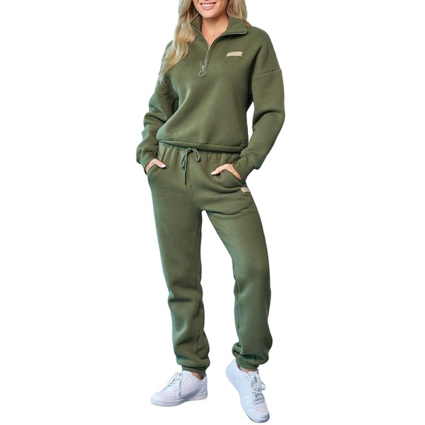 Herseas 2 Piece Lounge Set Outfits for Women Half Zip