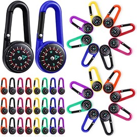 TOODOO Compass Keychain for Kids Adventure Camping Small Keychain Belt Clips with Holes Compass Metal Buckle Outdoor Camping Party Favors