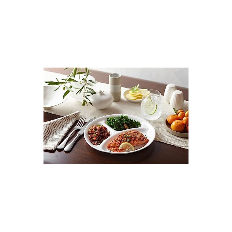 Corelle Livingware Divided Dinner Plate, 10-1/4-Inch, Winter Frost White -