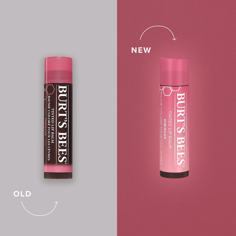 Burt's Bees Tinted Lip Balm Hibiscus, Moisturising Lip Tint With