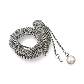 Dirndl Necklace Bodice Chain for Dirndl Slim Sturdy Metal Chain with Plastic Pearl Length 1.5 m, 1,5m, Metal