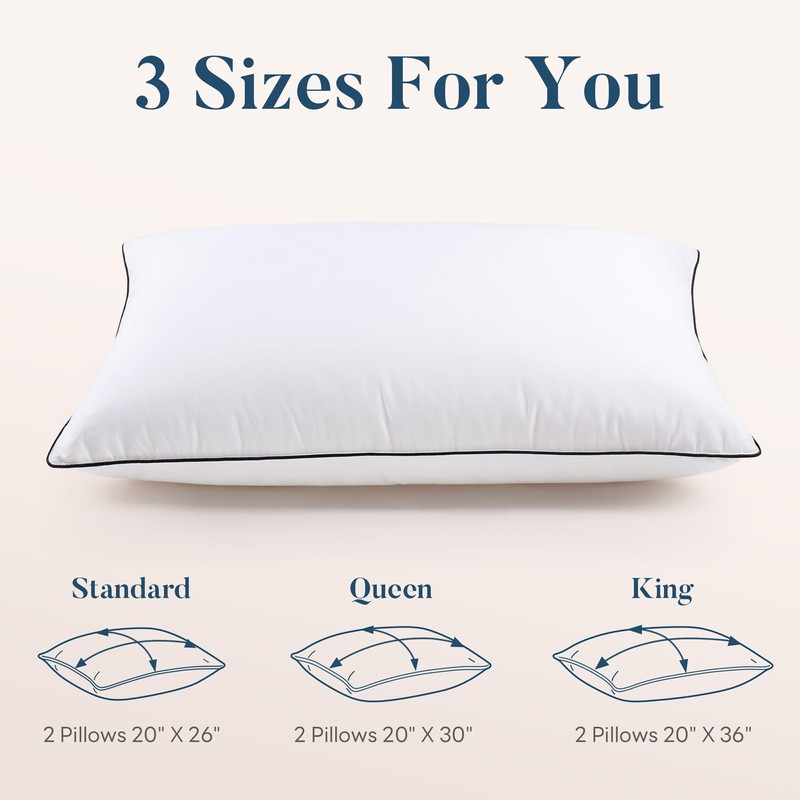 Feather Down Pillows Queen Size Set of 2, Luxury Hotel