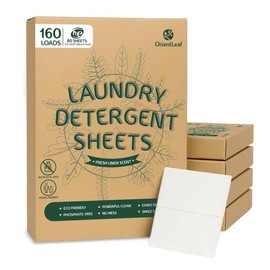 OrientLeaf Laundry Detergent Sheets Fresh Scent, Eco-Friendly, Powerful Cleaning, Up to 160 Loads (80 Sheets), Hypoallergenic Laundry Soap for Travel and Home Washing