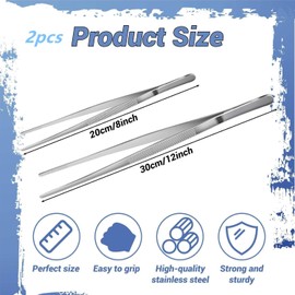 WADY 2 PCS Pinzas De Acero Inoxidable, Pinzas Antiadherentes De Acero Inoxidable Con Puntas Dentadas De Precisión, Herramientas De Cocina Profesionales Para Cocinar Ensalada BBQ Freír