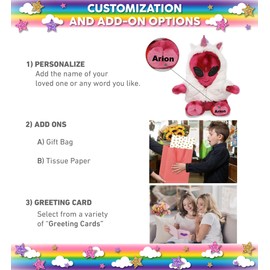 DolliBu Pink Tie-Dye Alien Unicorn Plush Stuffed Plush Toy - Super Soft Alien Unicorn Dress Up with Removable Plush Unicorn Outfit, Cute Fantasy Wildlife Gift with Name Personalization - 11 Inches