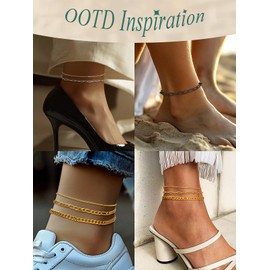 FaithHeart Anklet for Women Anklet Waterproof Paper Clip Chain/Curb Chain/Figaro Chain Link Chain Anchor Chain Foot Jewellery in Summer