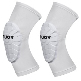 TUOY Compression Elbow Pads Padded Elbow Arm Protection - Youth & Adult Sizes (1 Pair), White, Medium