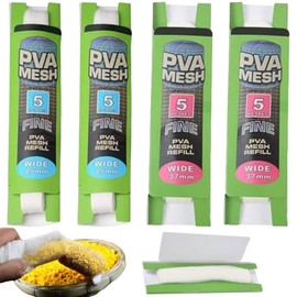 PVA Net Fishing Set, 4 Pieces Wide PVA Mesh Carp, PVA Net Fishing Refill, Fast Melting PVA Bag, Fishing PVA Bags, Quick Melting PVA Bag, for Boilie Bait Food