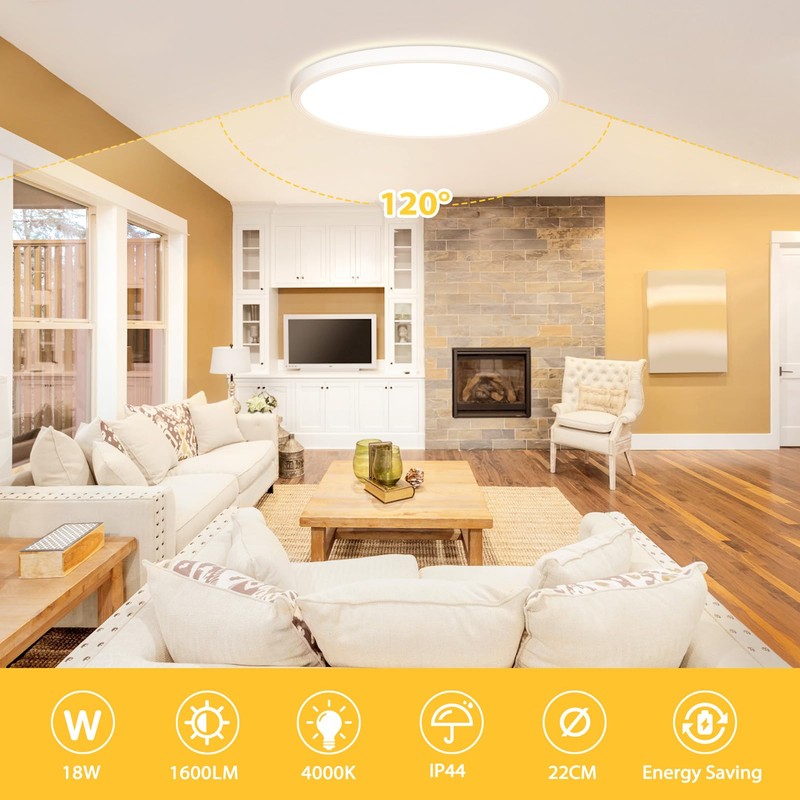 OUILA LED Ceiling Light Flat Round - Diameter 22 cm