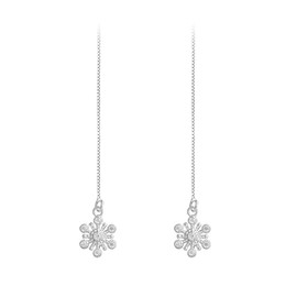 SLUYNZ 925 Sterling Silver Snowflake Dangle Earrings for Women Long Threader Earrings Chain (Style 4)