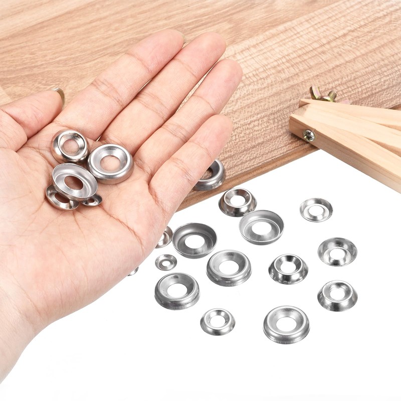 uxcell 50Pcs Countersunk Finish Washers, #10 Nickel-Plated Steel Countersunk Washers