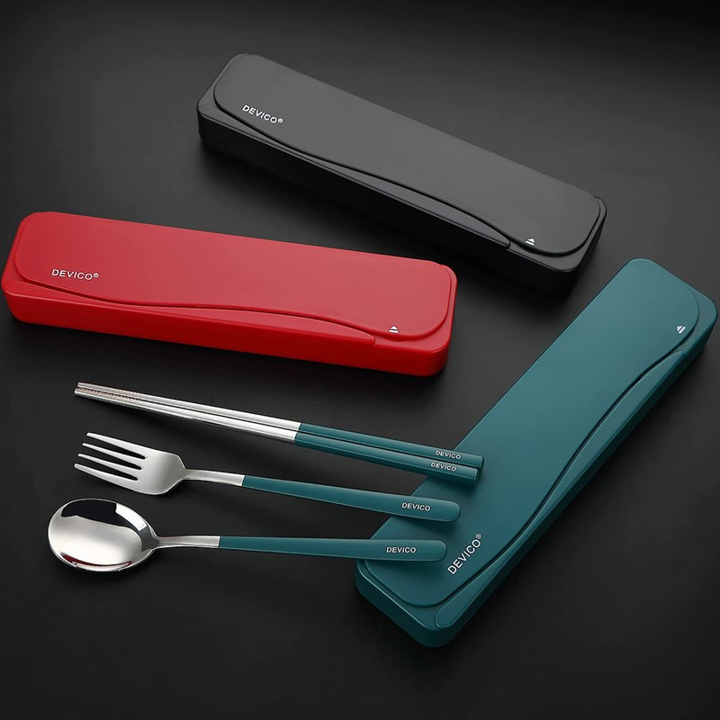 DEVICO Travel Utensils, 18/8 Stainless Steel Portable Reusable Camping Silverware