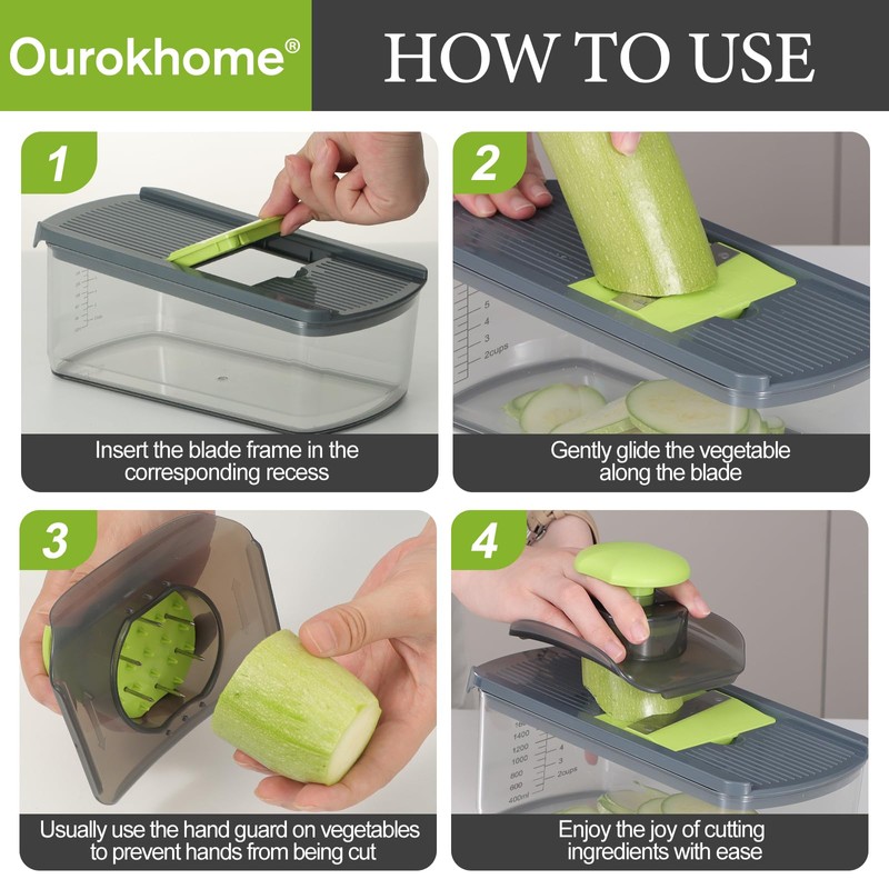 Ourokhome Veggie Chopper and Dicer with Container, Manual Hand Food