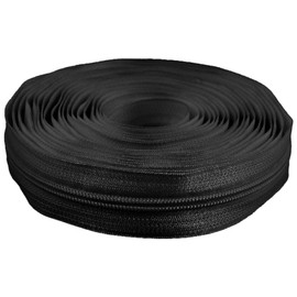 cyclingcolors 1 x Zip No. 5 Length 5 Metres Teeth Made of Injected Plastic Polyester Open End Mesh Without Puller Slider Zipper Clothing Sewing Jackets Haberdashery Black
