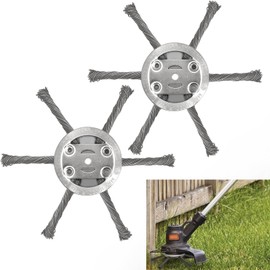2Pack 6 inch Steel Wire Weed Brush Cutter Trimmer Head Electric Weed Blades Head Wired Trimmer Head Replacement Weed Wackers Attachment for Electric Cordless String Trimmers, Weed Wrecker