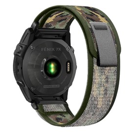 26mm Watch Bands for Garmin Fenix 8 51mm/7X/7X Pro/Fenix 6X Series/Fenix 5X Series/Tactix 7 pro, Quick Fit, Comfortable, Breathable, Nylon Sport Wristband Replacement Strap for Enduro 3 - Camouflage