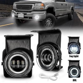 SHENKENUO Full LED Fog Lights Lamps Fit For 2003-2006 GMC Sierra 1500 2500 3500 Pair New