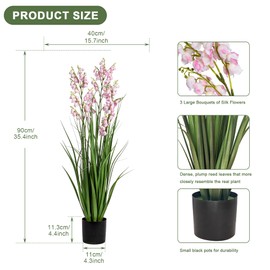 Fake Plants Home Decor Fake Flowers Artificial Plants Outdoor Tall Grass Plant Artificial Pampas Grass Decor Artificial Plants Indoor Fake Grass Living Room Decor Artificial Grass 36" 2PCS（Pink）