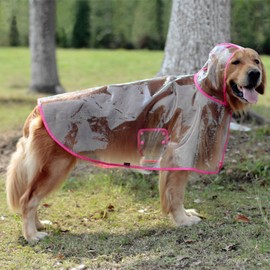 Glanzzeit Dog See-Through Raincoat Cool Rain Jackets Adjustable Poncho for Large Medium Dogs 2XL to 6XL (3XL, Pink)