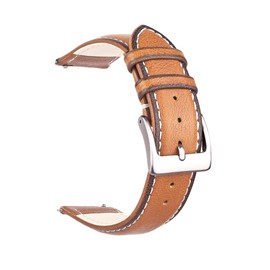 Berfine 22mm Top Grain Leather Watch Band, Quick Release Watch Strap, Tan