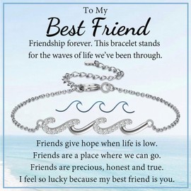 KORAS Best Friend Bracelet, Wave Charm Bracelet Friend Gifts for Women Girls, Friendship Gifts for Women Birthday Christmas Graduation Presents