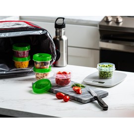 Elegant Disposables (4 Ounce 20 Pack) Twist cap Containers Clear Bottom With Green Top Screw on Lids Twist Top Food Storage Freezer Containers