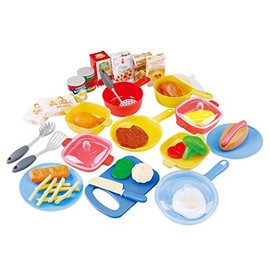 PlayGo 40 Pc Cookware Kitchen Playset - Knife Cutting Board & Play Utensils - Realistic Plas (3740)