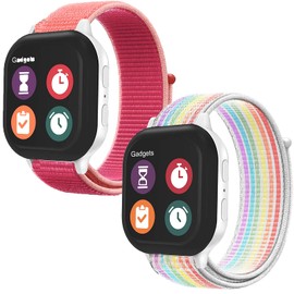 OWKEY 2 Pack Replacement Nylon Bands Compatible With Gizmo Watch 3 2 1/Gabb Watch 3e 3 2 1/SyncUP Kids Watch, Hook & Loop Design Easy for Kids to Put On & Off, Breathable & Washable