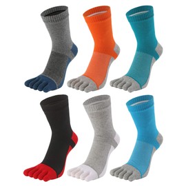 WIOIW Men's 5 Toe Socks, Sports, Five Toe Socks, Running Socks, All Seasons, 5 Toe Socks, Set of 6 Pairs, #61