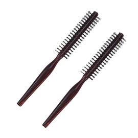 OHPHCALL Pear Wood Brush Round Hairbrush for Hair Styling Barber Curly Hair Brush Wooden Handle 2pcs Set