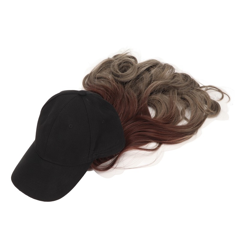 Baseball Cap Wig Women Fashionable Adjustable Hat Synthetic Long Wavy