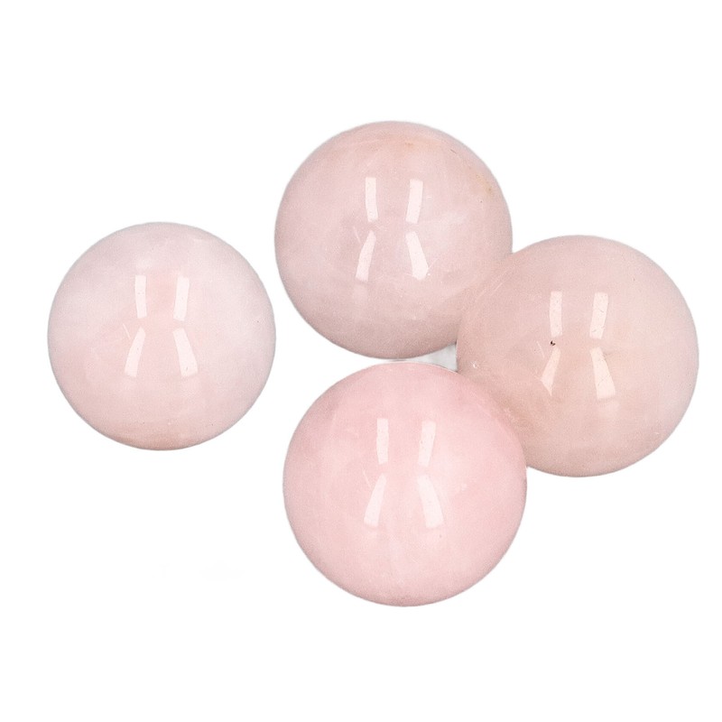 4Pcs Rose Quartz Crystal Balls 0.8in Diameter Clear Negative Energy