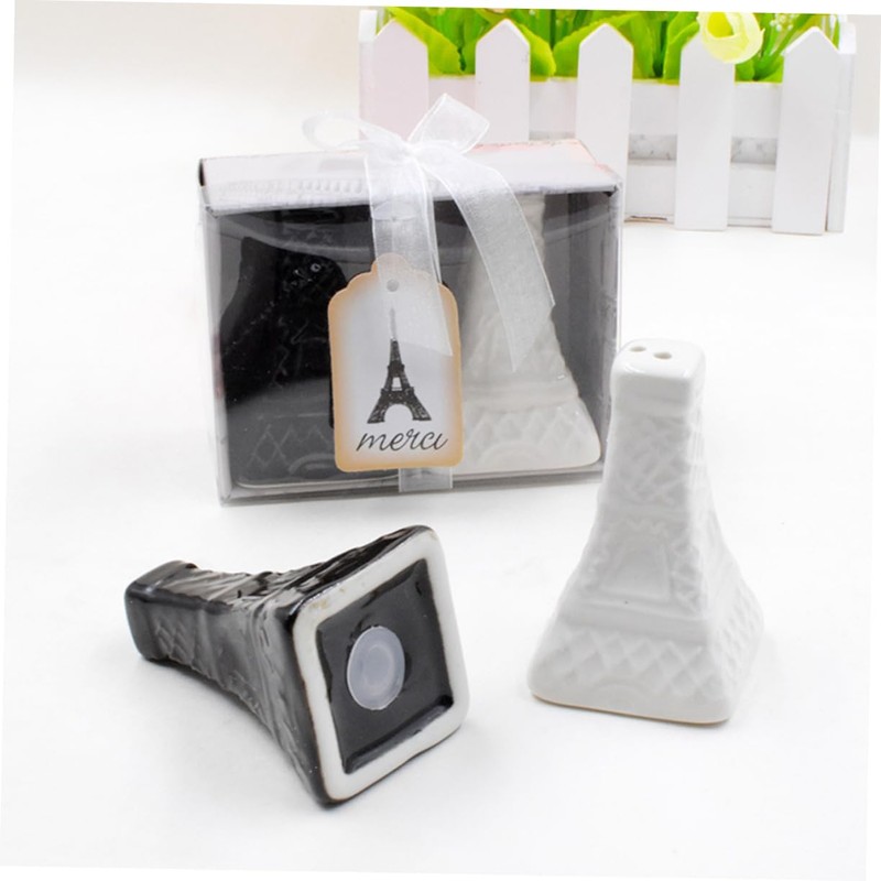 Mikinona Ceramic Seasoning Bottles Eiffel Tower 2-Piece Salt Pepper Unique