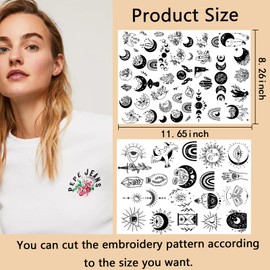 Water Soluble Embroidery Patterns 2 Sheets Moon and Eyes Theme Stick and Stitch Embroidery Paper Wash Away Embroidery Transfer Paper Stabilizers for Hand Sewing