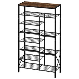 UNITSTAGE 8-Tier Shoe Rack, Shoe Storage Organizer with Boots Storage, Large Capacity Shoe Shelf Holds 20-23 Pairs of Shoes, Durable and Stable, for Entryway, Closet, Hallway, Dorm Room, Rustic Brown