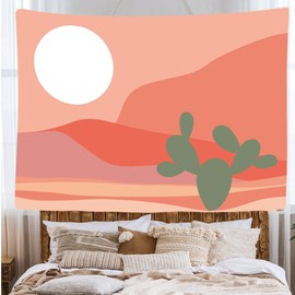 Ulticool - Cactus Decoration Aesthetic Pink - Tapestry - 200 x 150 cm - Large Tapestry - Poster Decoration - Boho Bohemian Room Decoration - Cloth