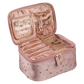 Oenothera Kosmetikbeutel mit Fächern, Reise Kosmetiktasche, Kosmetiktasche Damen, Groß Kapazität Kosmetiktasche, für Damen（Rosa）