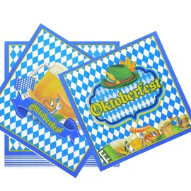 Onlvmyur Pack of 30 Bavaria Napkins Oktoberfest Decorative Napkins Set Funny Pattern Blue White Napkins Oktoberfest Napkins for Oktoberfest Party Barbecue Party Table Decoration