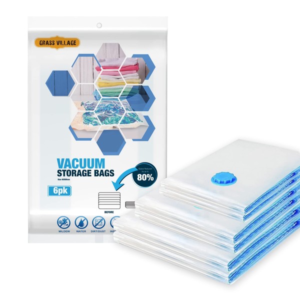 GrassVillage Vacuum Storage 6 Bags | Save 80% More Space