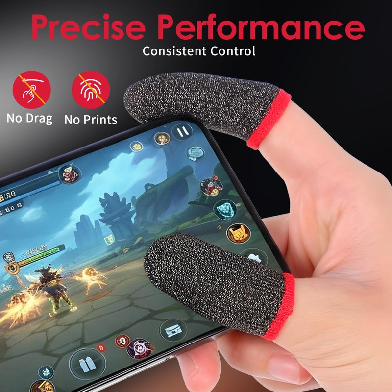 Josojoou 12 Pack Gaming Finger Sleeves, Ultra-Thin Silver Fiber Gaming