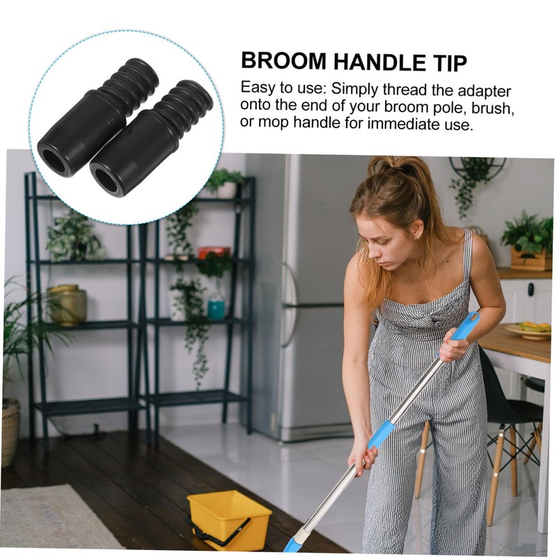 Healeved Household Sweeper Extension Pole Attachments Broom Handle Threaded End