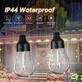 SWEIFI Outdoor String Light S14 Retro Transparent Light Bulb Anti-Fall Waterproof 12 FT can Connect 5 Strings Cold White Light String is More Suitable for Your Garden Terrace Balcony Christmas Cafe