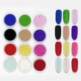 12 Boxs Flocking Powder Set, White Black Sugar Nail Glitter for Nail Art Snow Nail Powder Sweater Velvet Powder DIY Manicure Decorations