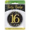OakTree 3" Badge 16th Birthday Sparkling Fizz Black Gold Holographic