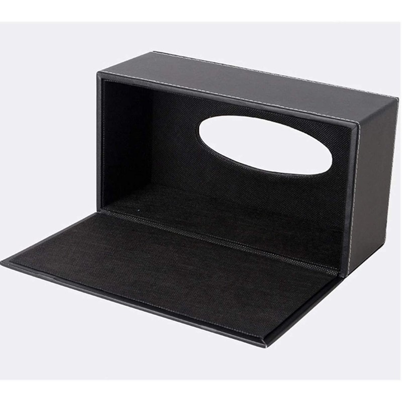 PU Leather Tissue Box Holder Black Tissue Holder for Bathroom
