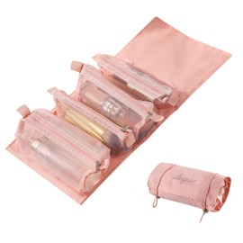 KASESSS Makeup Bag, Toiletry Bag, Detachable Wash Bag, Hangable Toiletry Bags for Women, Travel Toiletry Bag, Cosmetic Bags, Wash Bag Women with 4 Zipped Compartments, Portable Travel Makeup Bag