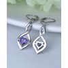 WASEE Amethyst Earrings 925 Sterling Silver Heart February Birthstone Dangle